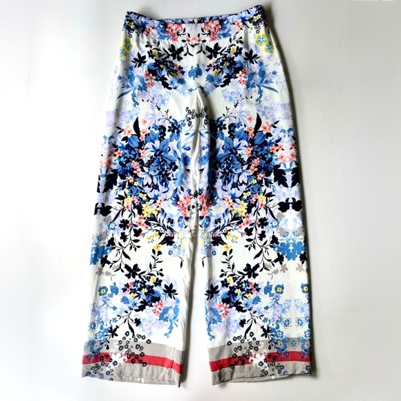 Worth New York 100% Silk Designer Floral Tropical Wide Leg Pants Size 2 - Picture 1 of 10